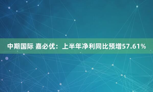 中期国际 嘉必优：上半年净利同比预增57.61%