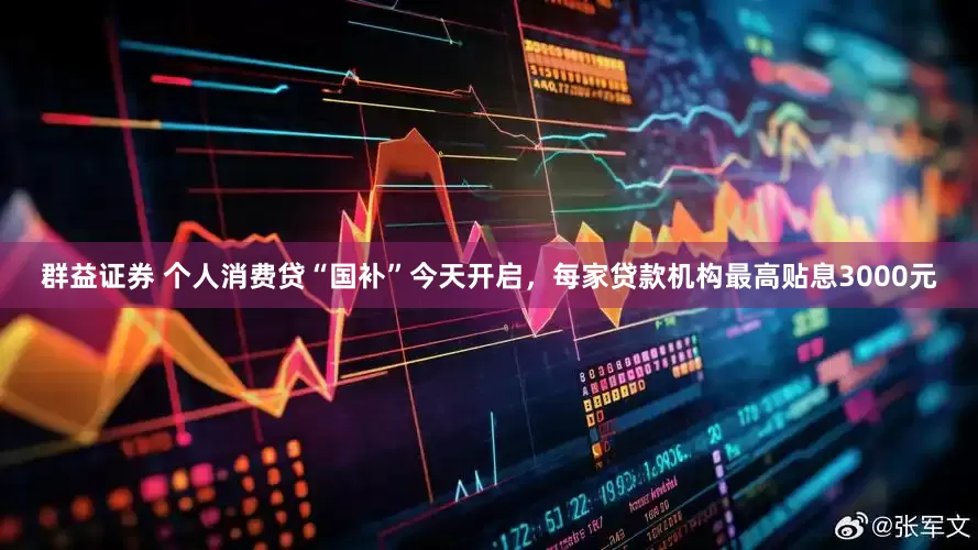群益证券 个人消费贷“国补”今天开启，每家贷款机构最高贴息3000元